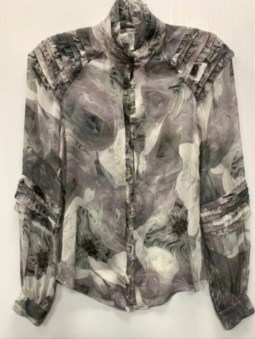 Diane Von Furstenberg DVF Pintura Silk Floral Print Button-Up Blouse Top - Picture 11 of 12